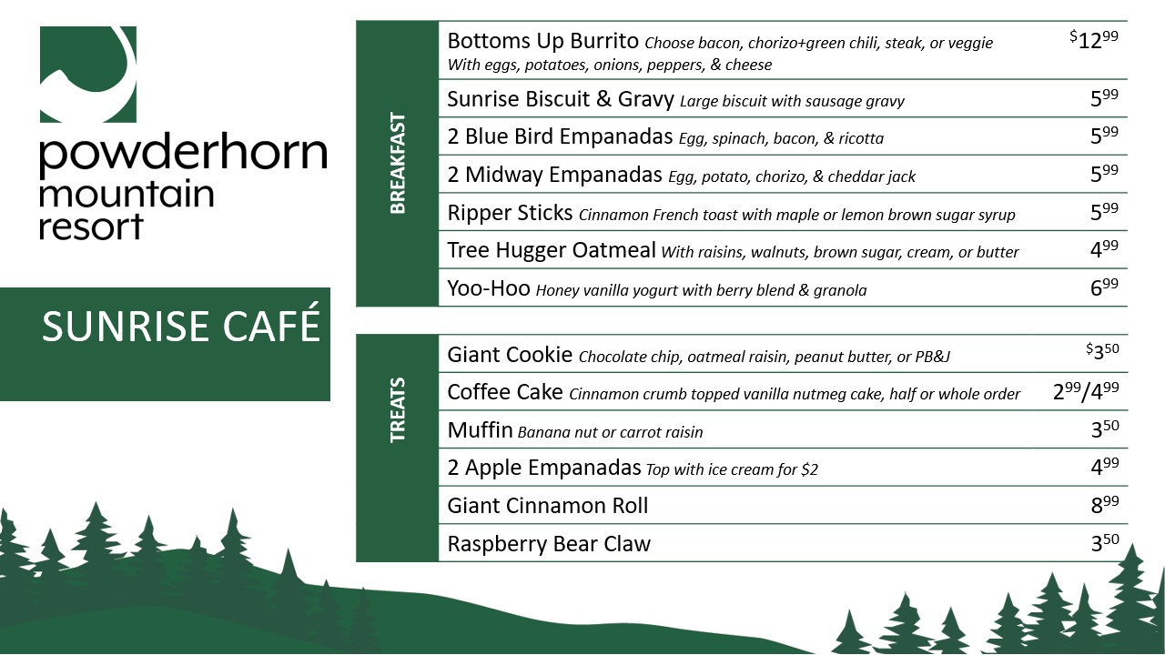  Sunset Menu