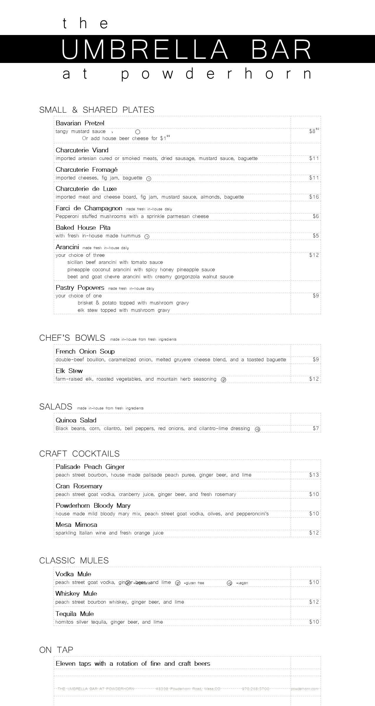  Sunset Menu