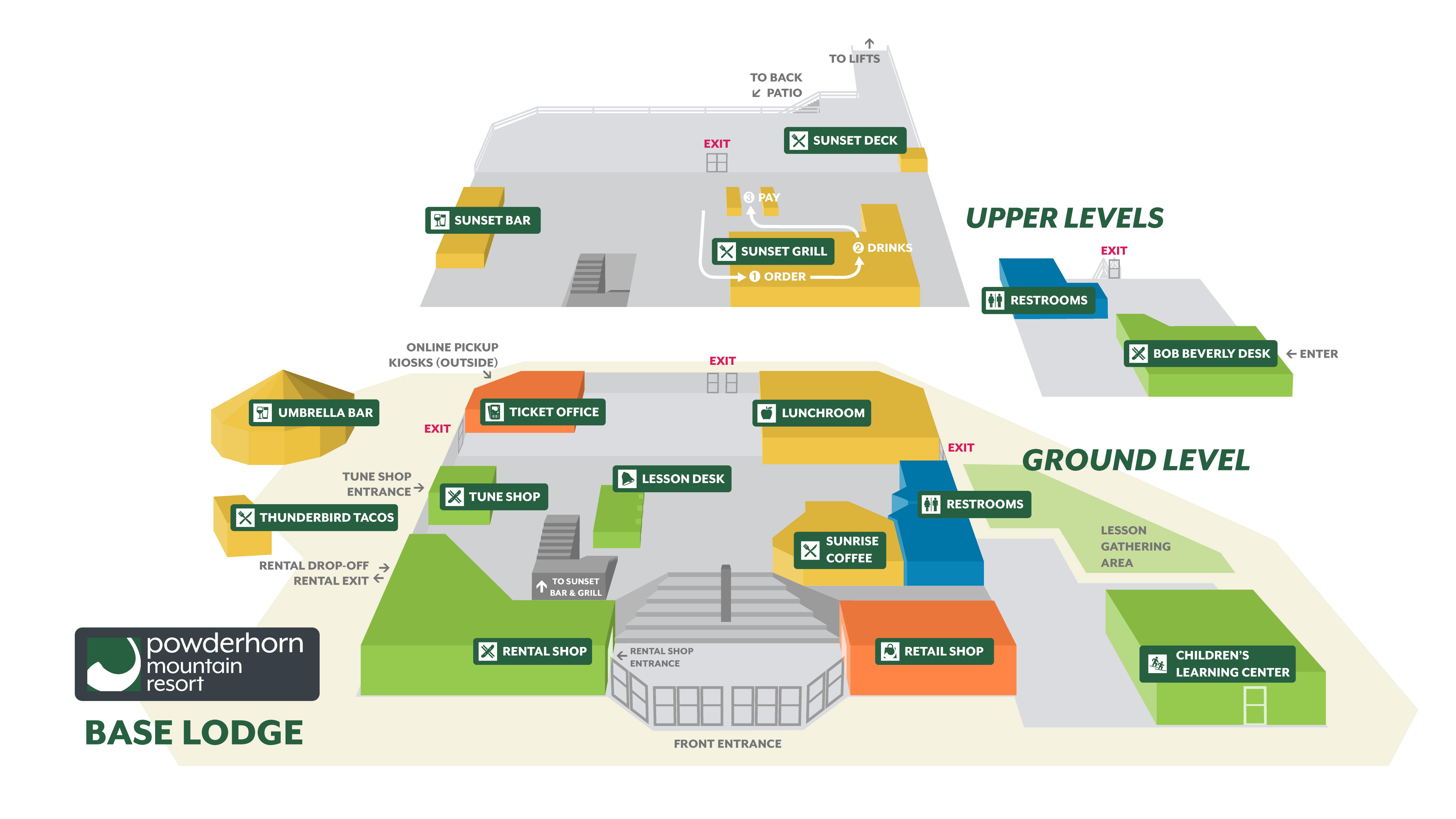 Map of Powderhorn Mountain Resort Base Lodge