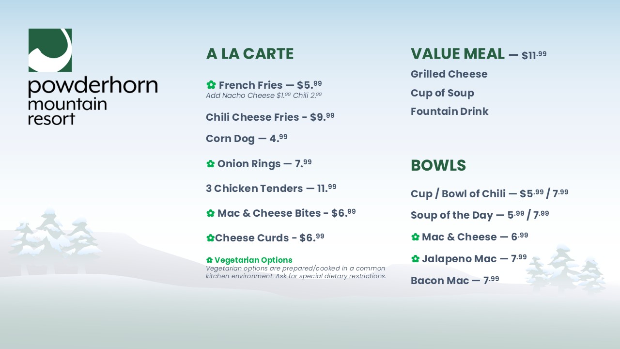 Sunset Grill Menu