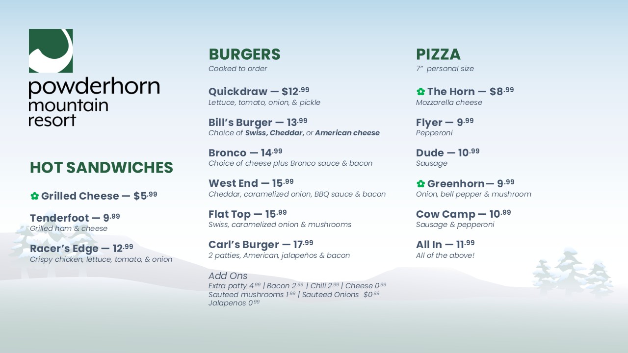 Sunset Grill Menu